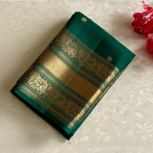 Hot Pink and Aqua Checked Soft Silk Saree